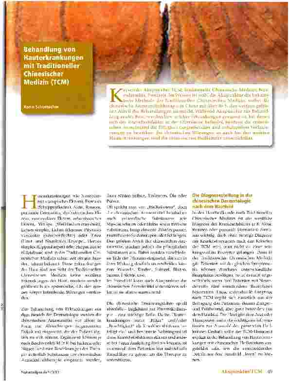 Vorschauseite 1: Behandlung von Hauterkrankungen mit Traditioneller Chinesischer Medizin (TCM)