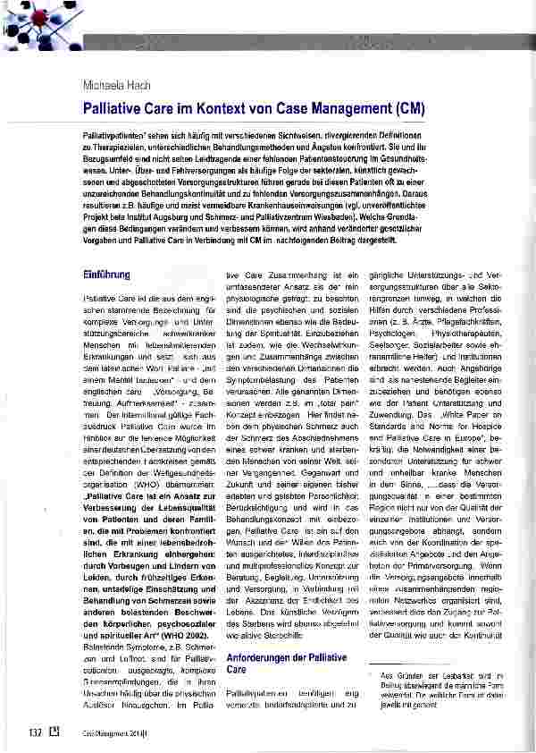 Vorschauseite 1: Palliative Care im Kontext von Case Management (CM)