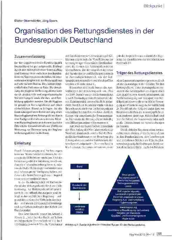 Vorschauseite 1: Organisation des Rettungsdienstes in der Bundesrepublik Deutschland