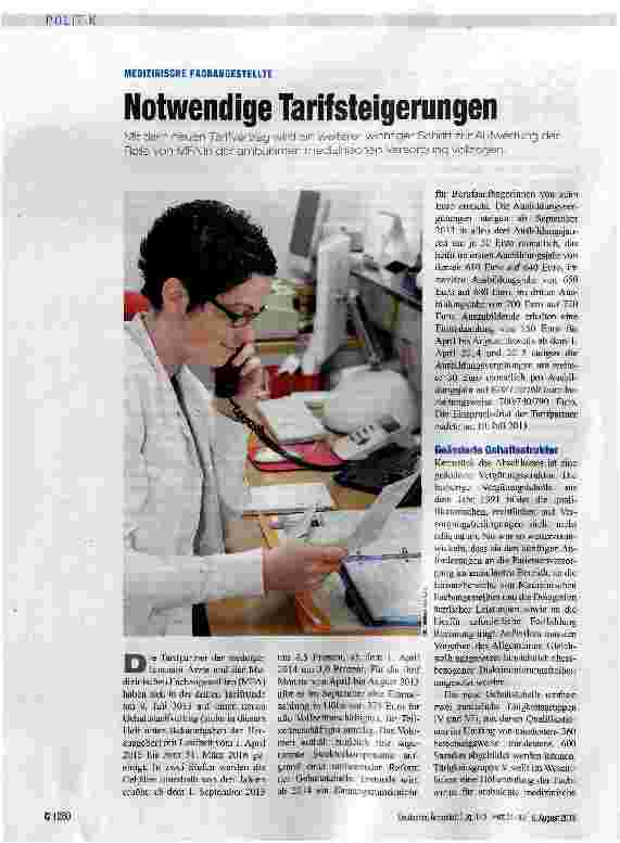 Vorschauseite 1: Notwendige Tarifsteigerungen