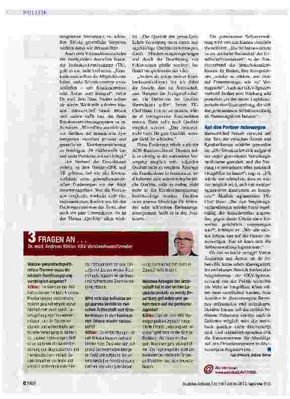 Vorschauseite 3: Was Ärzte und Kassen fordern
