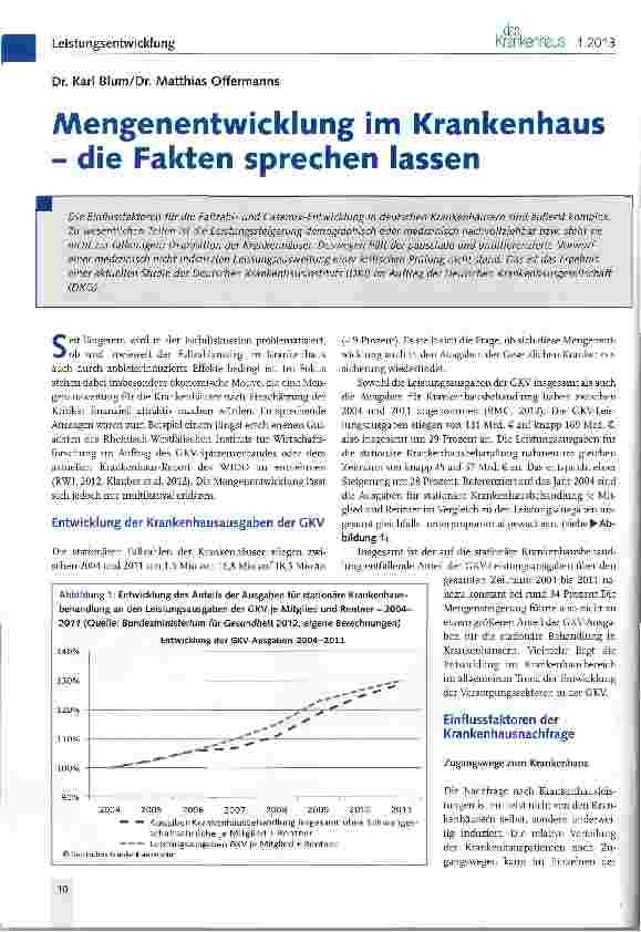 Vorschauseite 1: Mengenentwicklung im Krankenhaus - die Fakten sprechen lassen