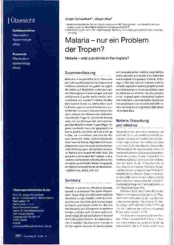 Vorschauseite 1: Malaria - nur ein Problem der Tropen?