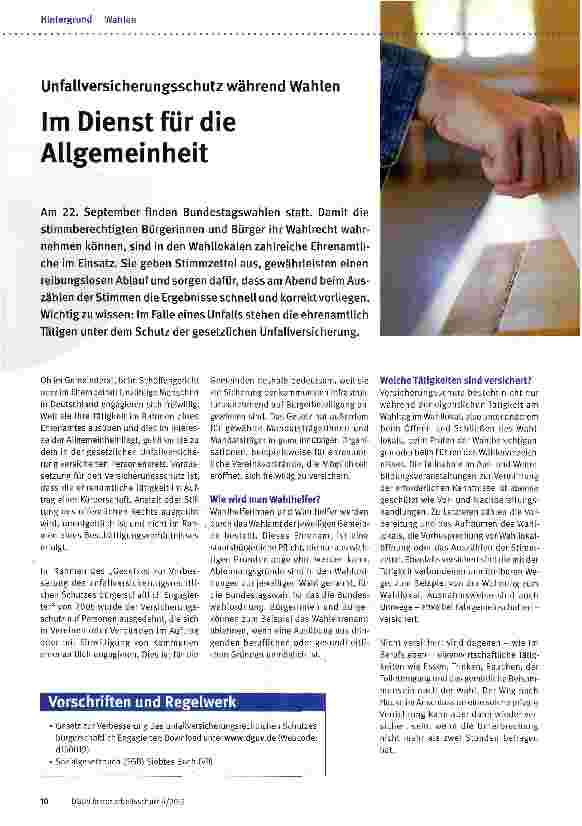 Vorschauseite 1: Im Dienst für die Allgemeinheit