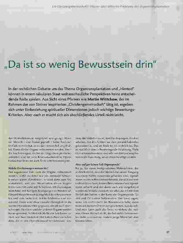 Vorschauseite 1: Da ist so wenig Bewusstsein drin