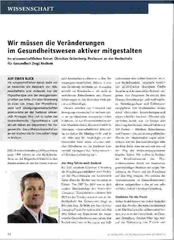 Vorschauseite 1: Wir müssen die Veränderungen im Gesundheitswesen aktiver mitgestalten