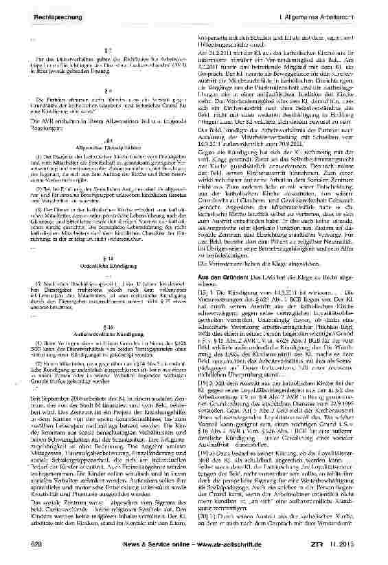 Vorschauseite 2: Kündigung wegen Kirchenaustritts