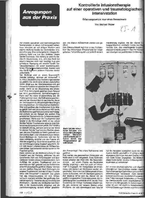 Vorschauseite 1: Kontrollierte Infusionstherapie auf einer operativen und traumatologischen Intensivstation