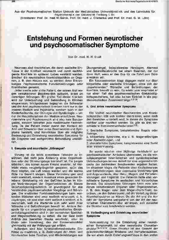 Vorschauseite 1: Entstehung und Formen neurotischer und psychosomatischer Symptome