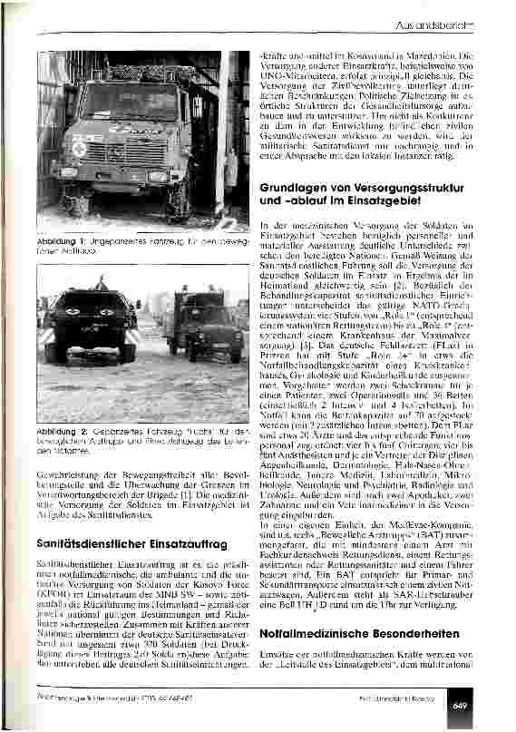 Vorschauseite 2: Anästhesiologische und notfallmedizinische Besonderheiten im Feldlazarett Prizren (Kosovo)