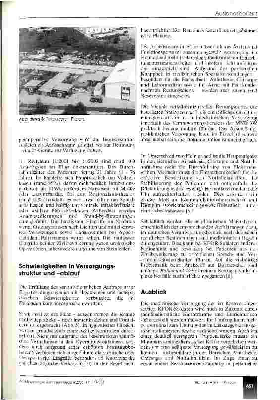 Vorschauseite 4: Anästhesiologische und notfallmedizinische Besonderheiten im Feldlazarett Prizren (Kosovo)