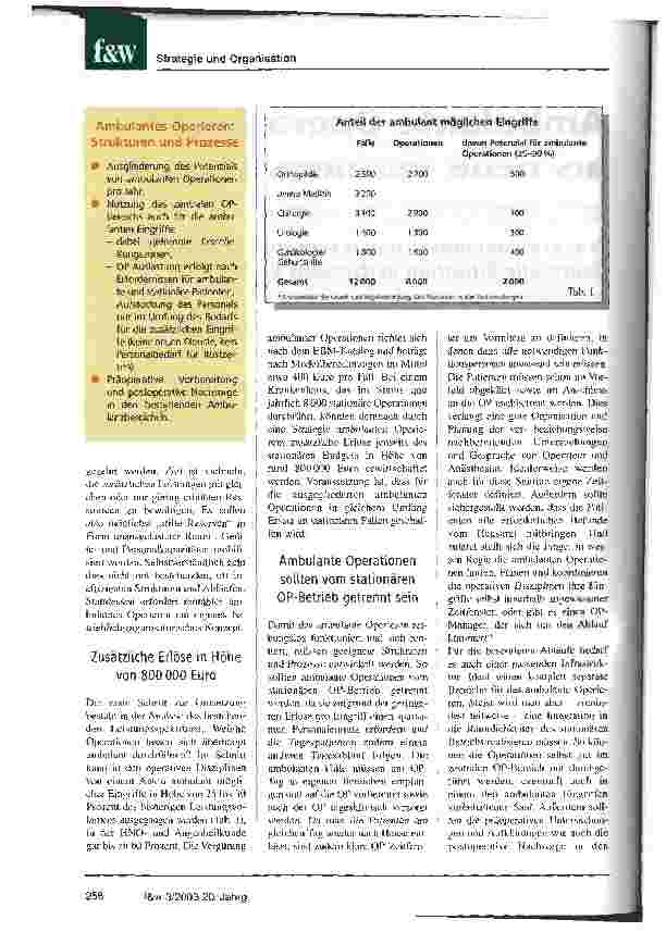 Vorschauseite 2: Ambulante Operationen als neue Verdienstchance Wie Krankenhäuser durch separate Leistungen ihre finanzielle Situation verbessern können