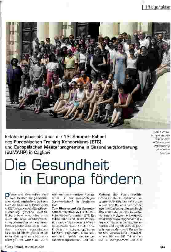 Vorschauseite 1: Die Gesundheit in Europa fördern