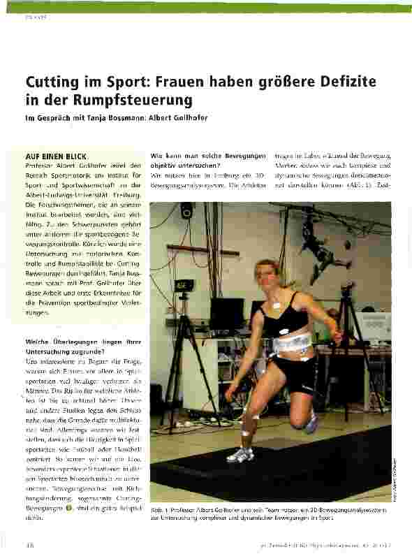 Vorschauseite 1: Cutting im Sport: Frauen haben größere Defizite in der Rumpfsteuerung