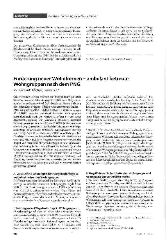 Vorschauseite 1: Förderung neuer Wohnformen - ambulant betreute Wohngruppen nach dem PNG