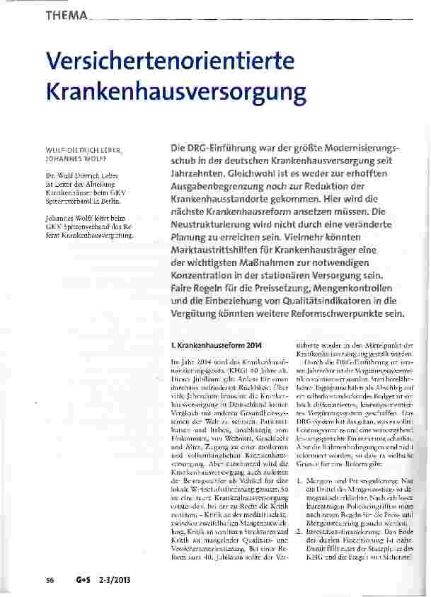 Vorschauseite 1: Versichertenorientierte Krankenhausversorgung