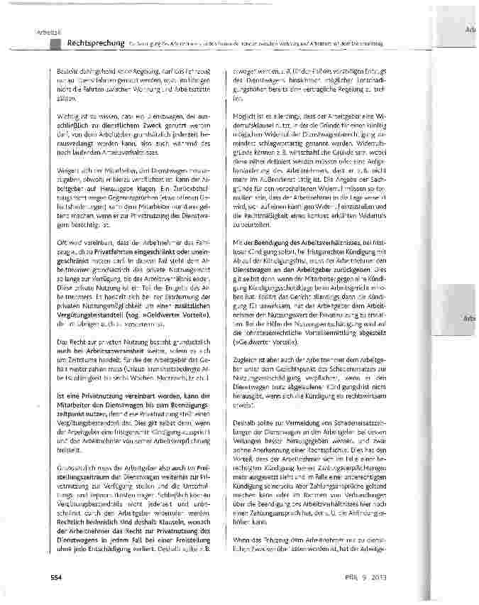 Vorschauseite 5: Zur Beteiligung des Arbeitnehmers an den Kosten der Fahrten zwischen Wohnung und Arbeitsort mit dem Dienstfahrzeug BGB