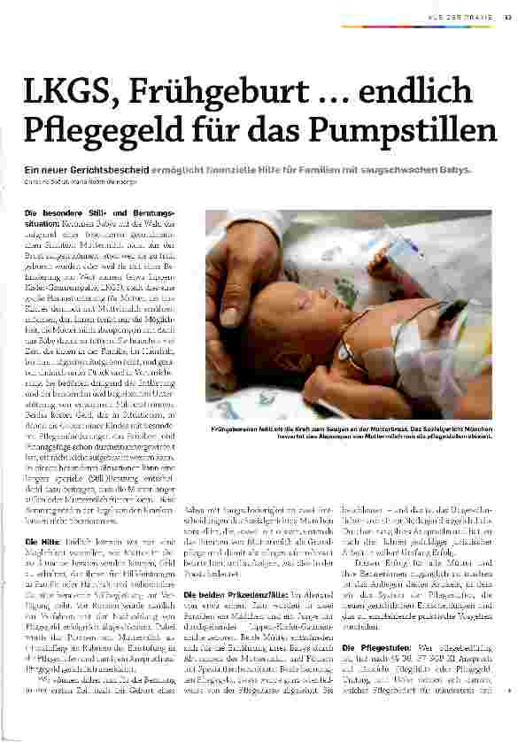 Vorschauseite 1: LKGS, Frühgeburt. .. endlich Pflegegeld für das Pumpstillen