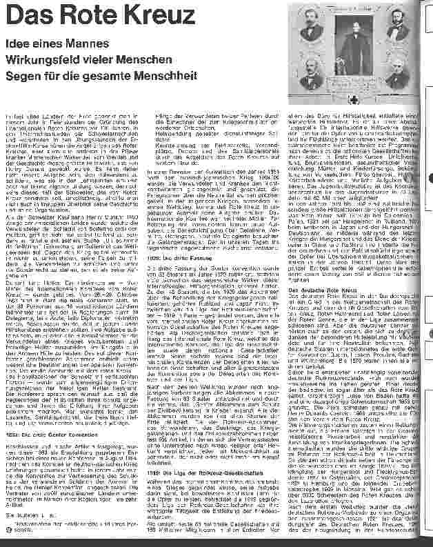 Vorschauseite 1: Das Rote Kreuz Idee eines Mannes Wirkungsfeld vieler Menschen, Segen für die gesamte Menschheit