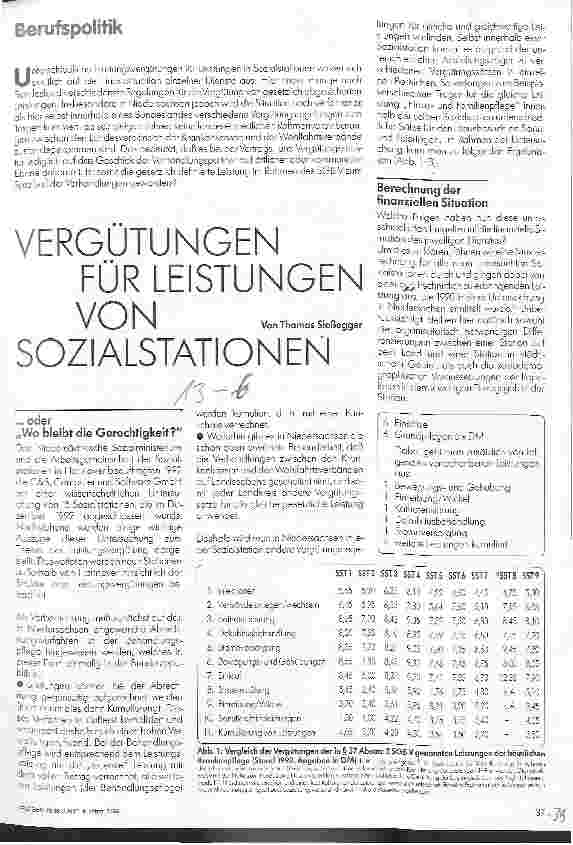 Vorschauseite 1: Vergütungen für Leistungen von Sozialstationen