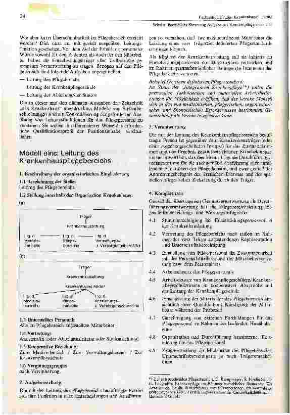 Vorschauseite 2: Betriebliche Steuerung Aufgabe des Krankenpflegepersonals ? Modelle zur Stellenbeschreibung