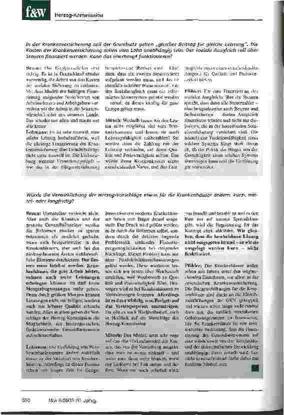 Vorschauseite 4: Die Herzog-Vorschläge sind der richtige Ansatz Reaktionen aus Wirtschaft und Krankenhaus
