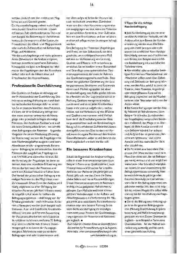 Vorschauseite 2: Kundebefragung im Krankenhaus