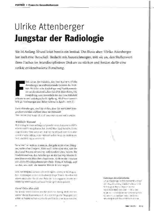 Vorschauseite 1: Ulrike Attenberger Jungstar der Radiologie