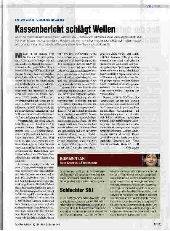 Vorschauseite 1: Kassenbericht schlägt Wellen