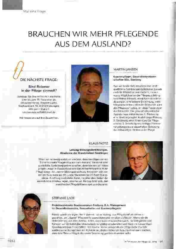 Vorschauseite 1: BRAUCHEN WIR MEHR PFLEGENDE AUS DEM AUSLAND?