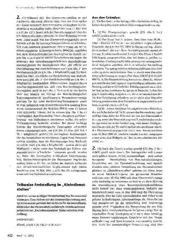 Vorschauseite 1: Teilweise Freistellung in „Kleindienststellen
