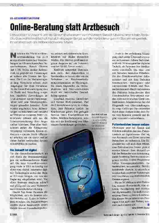 Vorschauseite 1: Online-Beratung statt Arztbesuch