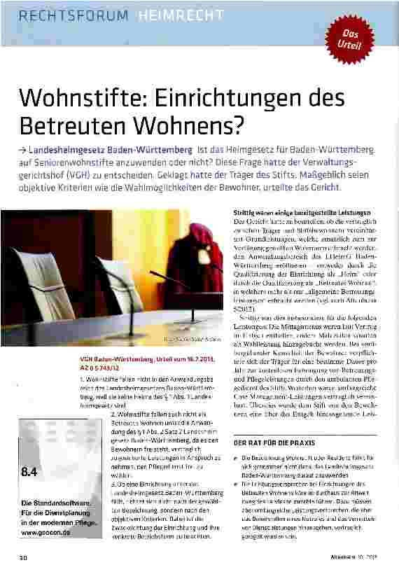 Vorschauseite 1: Wohnstifte: Einrichtungen des Betreuten Wohnens?
