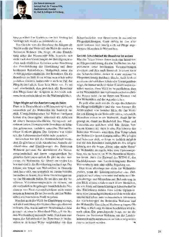 Vorschauseite 2: Wohnstifte: Einrichtungen des Betreuten Wohnens?