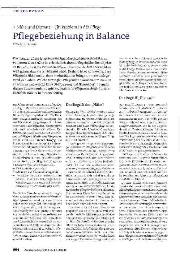 Vorschauseite 1: Pflegebeziehung in Balance