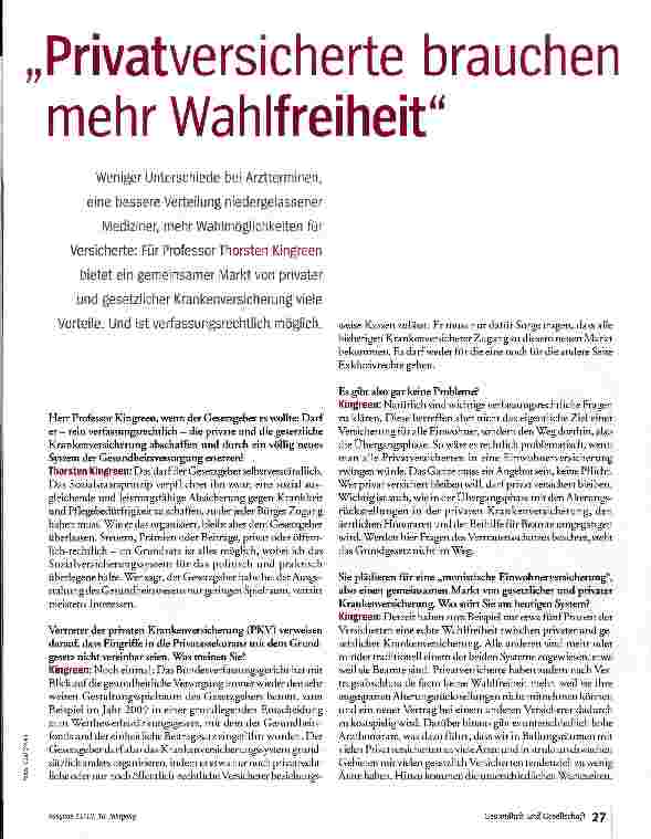 Vorschauseite 2: Privatversicherte brauchen mehr Wahlfreiheit