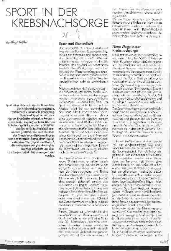 Vorschauseite 1: Sport in der Krebsnachsorge