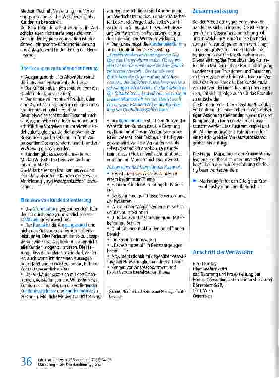 Vorschauseite 3: Markting in der Krankenhaushygiene - entbehrlich oder unverzichtbar?