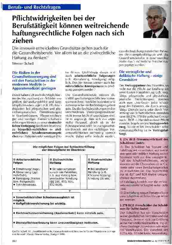 Vorschauseite 1: Pflichtwidrigkeiten bei der Berufstätigkeit können weitreichende haftungsrechtliche Folgen nach sich ziehen
