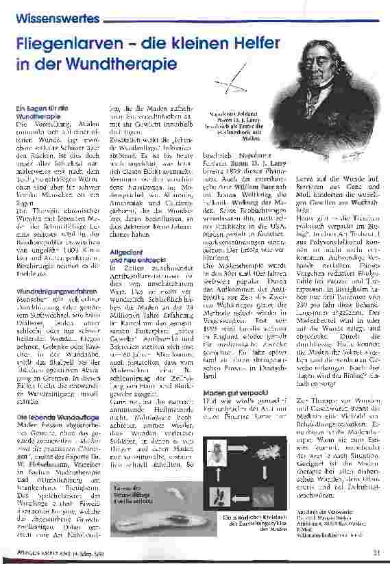 Vorschauseite 1: Fliegenlarven - die kleinen Helfer in der Wundtherapie