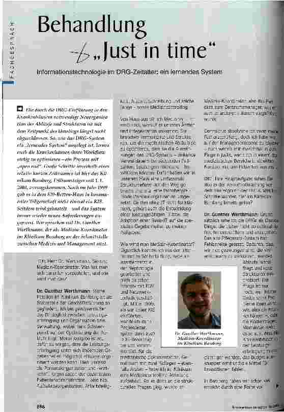 Vorschauseite 1: Behandlung Just in time Informationstechnologie im DRG-Zeitalter: ein lernendes System