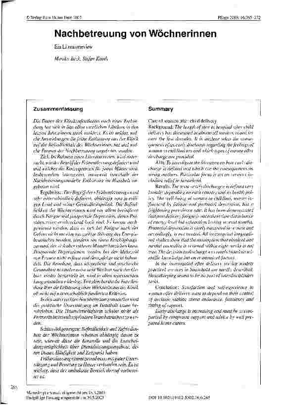 Vorschauseite 1: Nachbetreuung von Wöchnerinnen