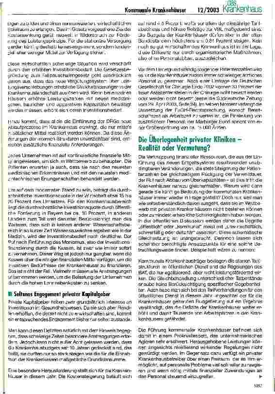 Vorschauseite 2: Kommunale Krankenhäuser - mit oder ohne Zukunft?