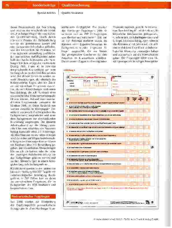 Vorschauseite 6: Qualitätssicherung in der Anästhesiologie in Hamburg - ein Weg von der Prozessqualitätzur Ergebnisqualität