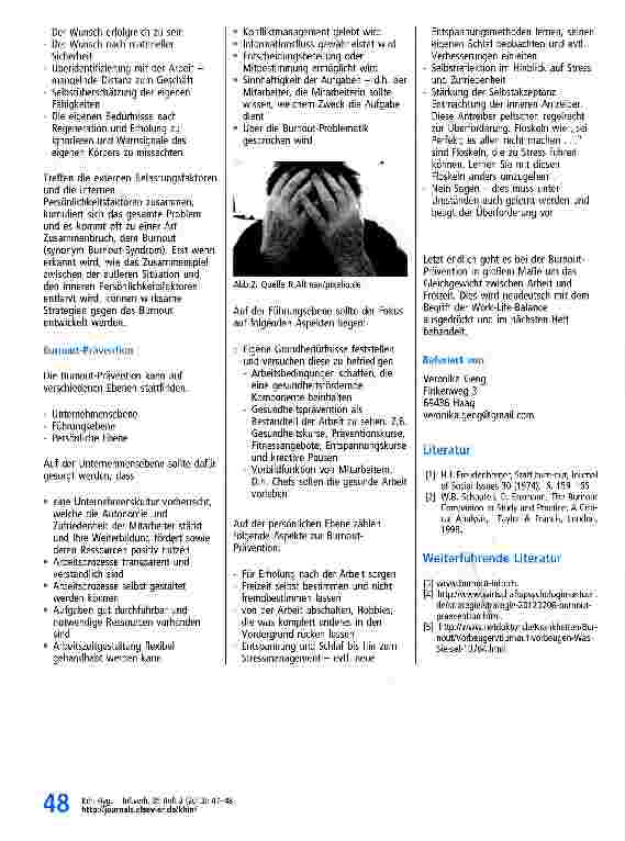 Vorschauseite 2: Serie „Gesundheitsprävention Burnout und Burnout-Prävention