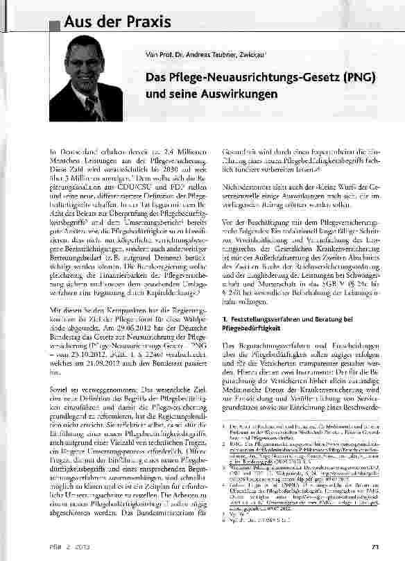 Vorschauseite 1: Das Pflege-Neuausrichtungs-Gesetz (PNG) und seine Auswirkungen