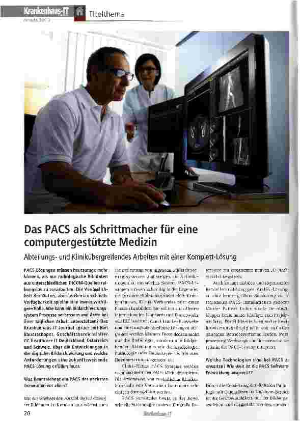 Vorschauseite 1: Das PACS als Schrittmacher für eine computergestützte Medizin