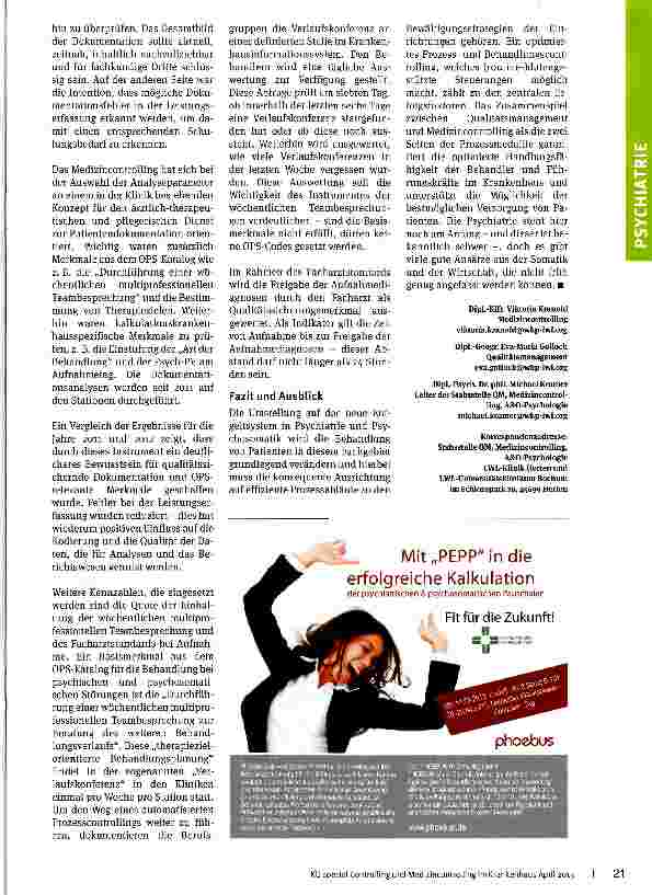 Vorschauseite 3: Medizincontrolling -neu in der Psychiatrie