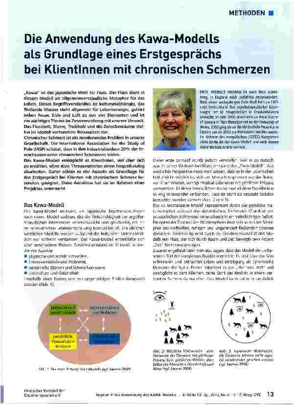 Vorschauseite 1: Die Anwendung des Kawa-Modells als Grundlage eines Erstgesprächs bei Klientinnen mit chronischen Schmerzen