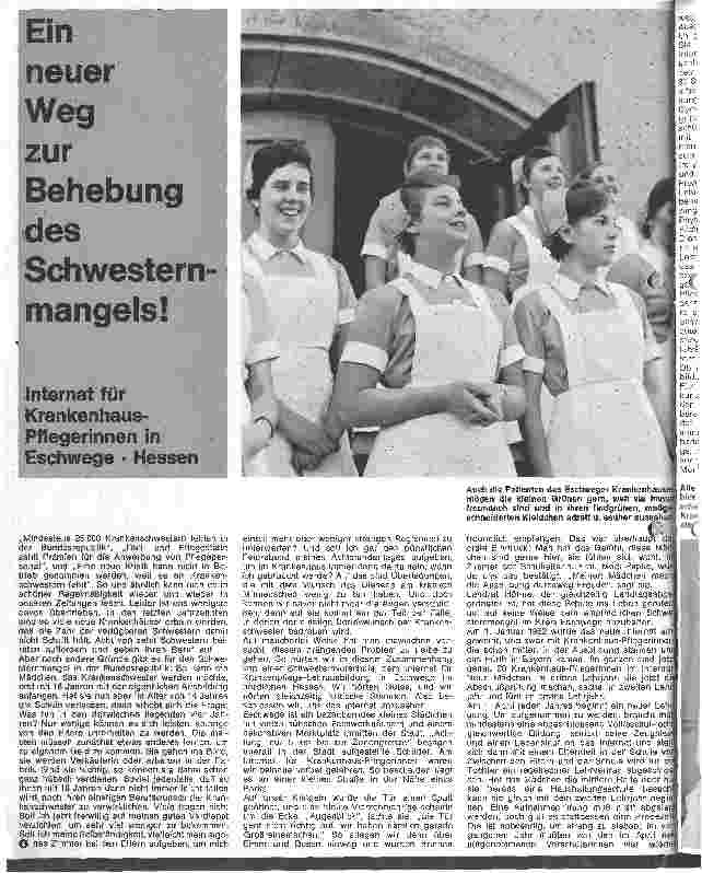 Vorschauseite 1: Ein neuer Weg zur Behebung des Schwesternmangels Internat für Krankenhaus-Pflegerinnen in Eschwege, Hessen